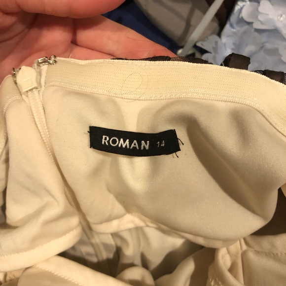 Striped brown cheetah print tulle A-line strapless knee length formal dress - Picture 6 of 7